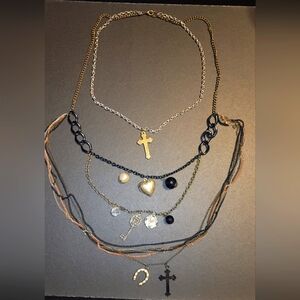 Multi-Layered Gold and Black Necklace Set